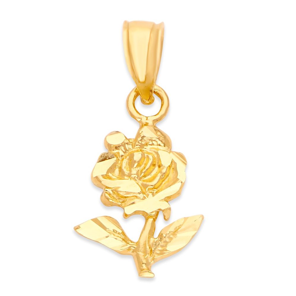 10k Real Solid Gold Rose Flower Pendant